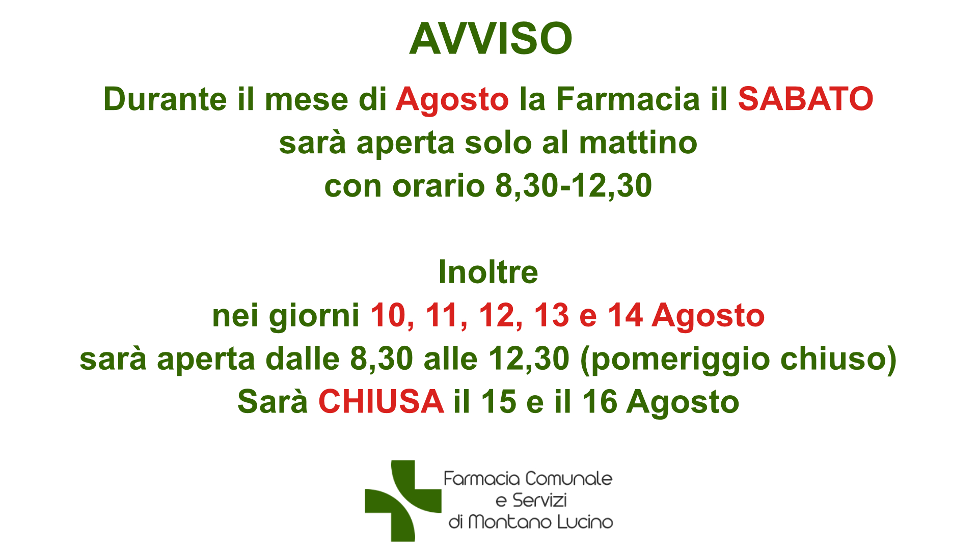 Chiusure Agosto 2026 monitor